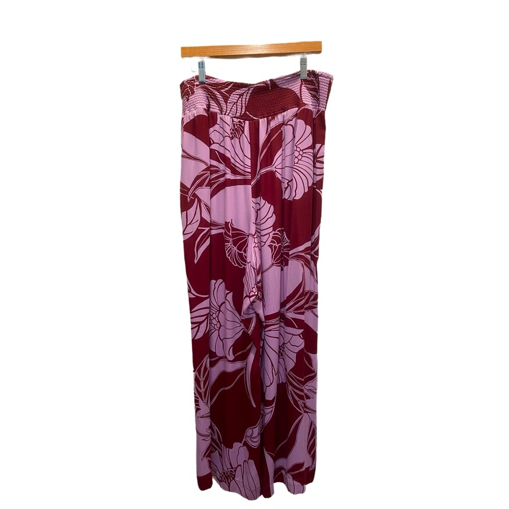 Anthropologie Women’s The Saria Smocked Wide-Leg Pants Maeve Lilac Floral XL